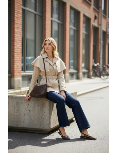 GABARDINA CAPA CORTA BEIGE