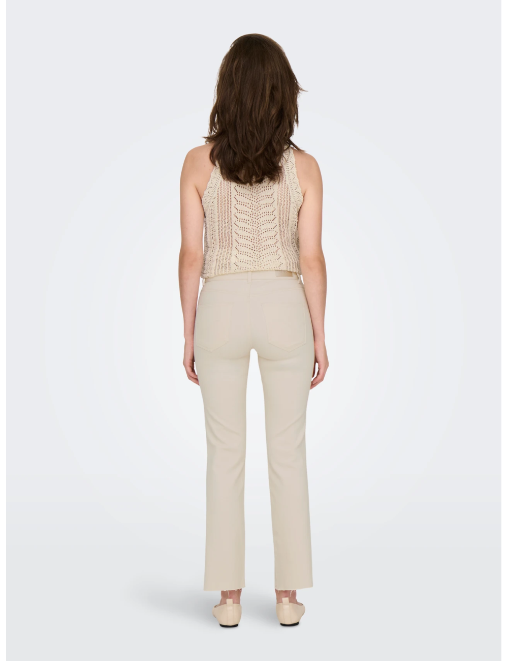 JEANS CINTURA MEDIA CORTE FLARED BEIGE