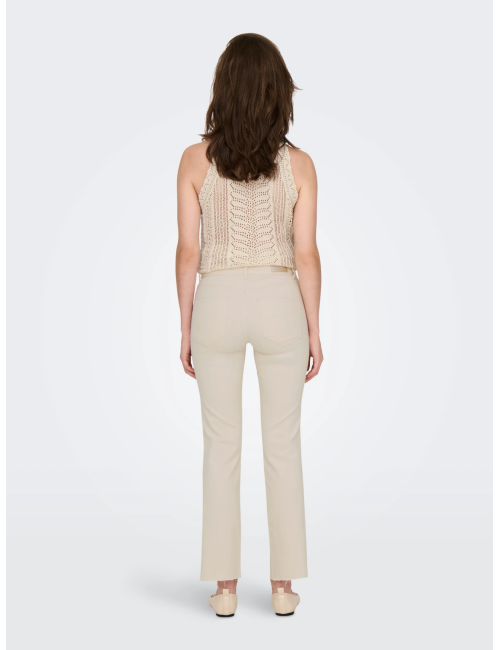 JEANS CINTURA MEDIA CORTE FLARED BEIGE