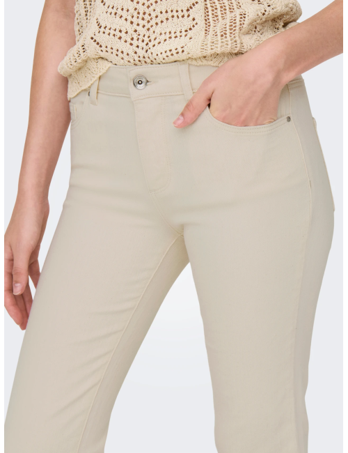 JEANS CINTURA MEDIA CORTE FLARED BEIGE