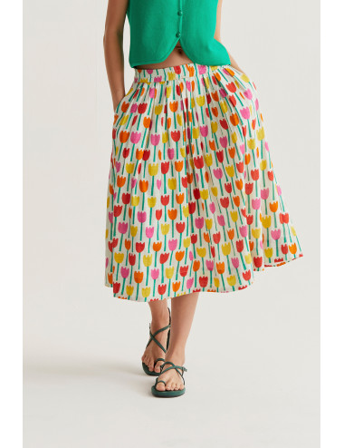 FALDA MIDI CON ESTAMPADO...