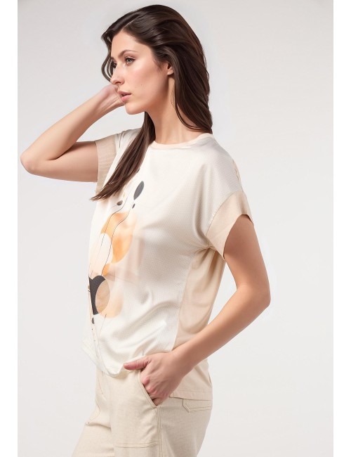 CAMISETA SUBLIMADA CÍRCULOS BEIGE