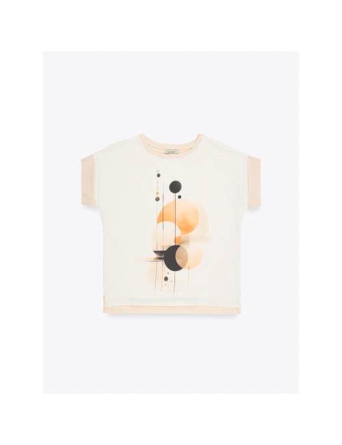 CAMISETA SUBLIMADA CÍRCULOS BEIGE