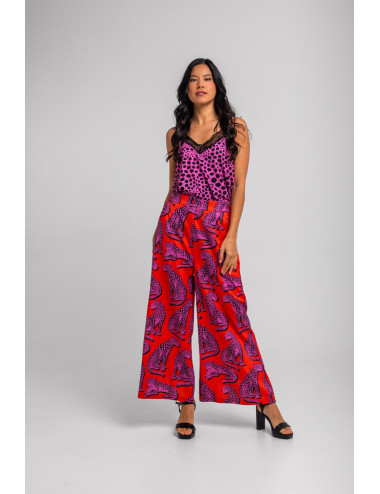 PANTALÓN FLUIDO NARANJA Y...