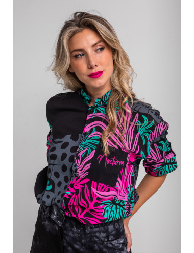 CAMISA SAFARI DE HOJAS Y...