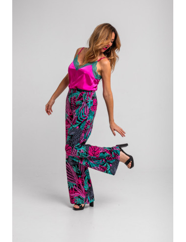 BLUSA LENCERA TURQUESA Y ROSA