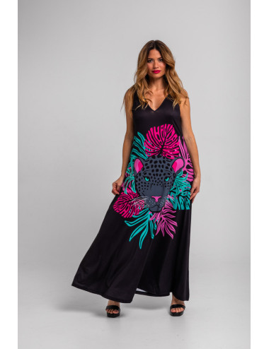 VESTIDO TIRANTES DE HOJAS Y...