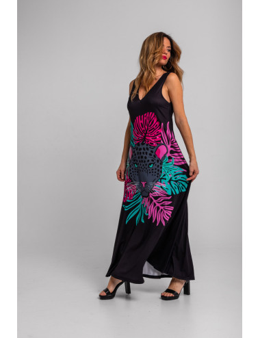 VESTIDO TIRANTES DE HOJAS Y...