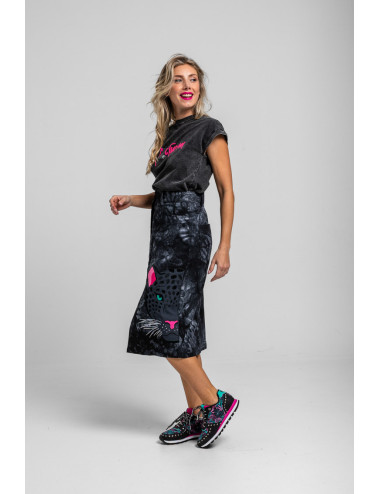 FALDA MIDI JENAS TIE DY CON...