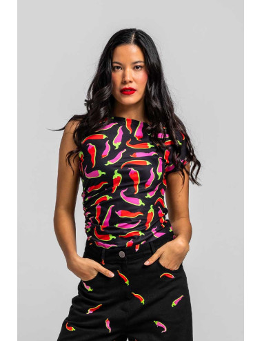 TOP ASIMÉTRICO NEGRO CON...