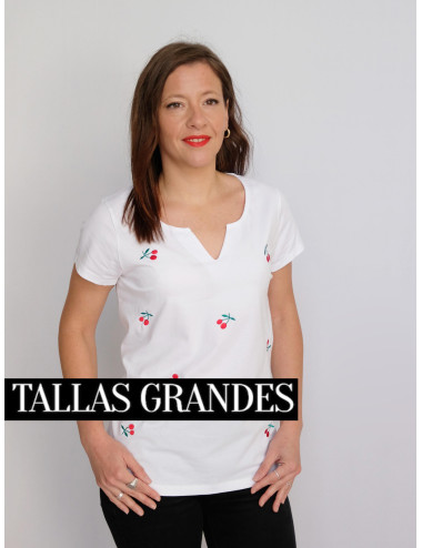 BLUSA BORDADOS CEREZAS BLANCO