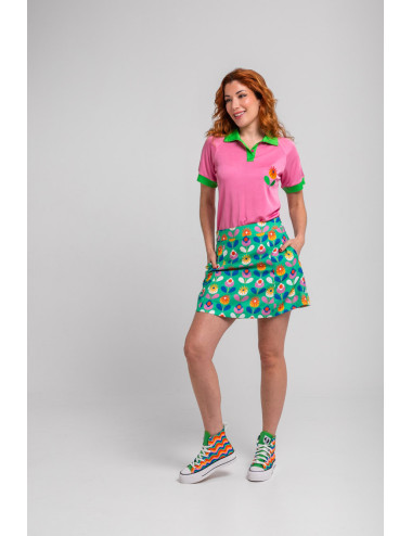 FALDA CORTA A VERDE DE FLORES
