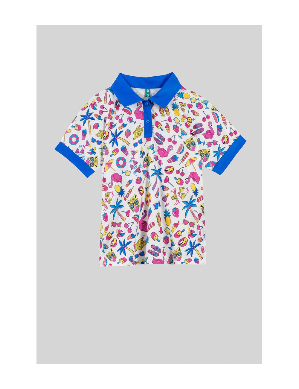 POLO BLANCO CON ESTAMPADO VERANIEGO