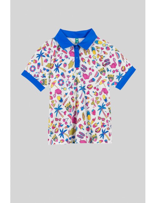 POLO BLANCO CON ESTAMPADO VERANIEGO