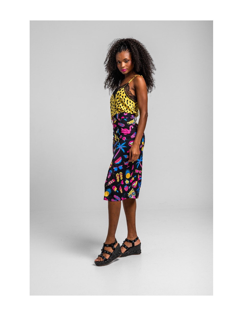 BLUSA LENCERA ANIMAL PRINT AMARILLO Y NEGRO