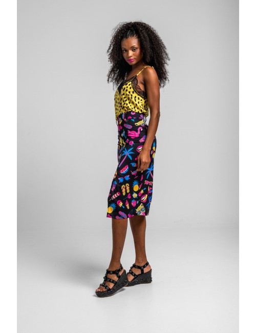 BLUSA LENCERA ANIMAL PRINT AMARILLO Y NEGRO
