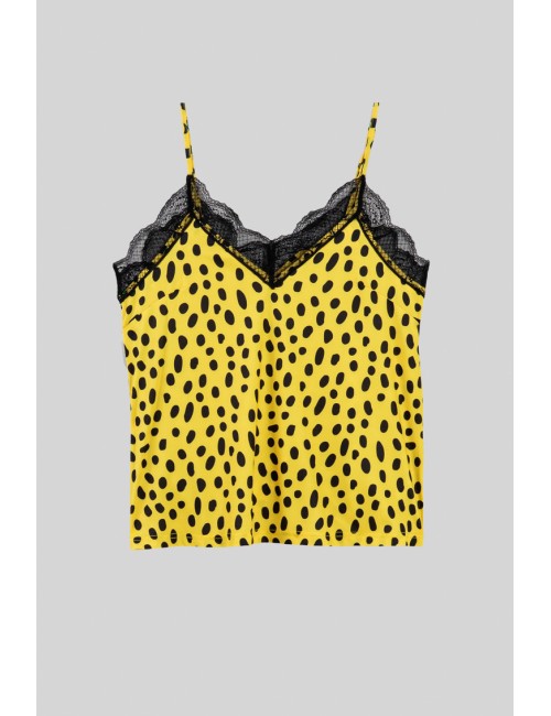 BLUSA LENCERA ANIMAL PRINT AMARILLO Y NEGRO
