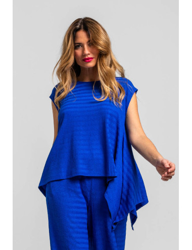 BLUSA ASIMÉTRICA PICOS AZUL