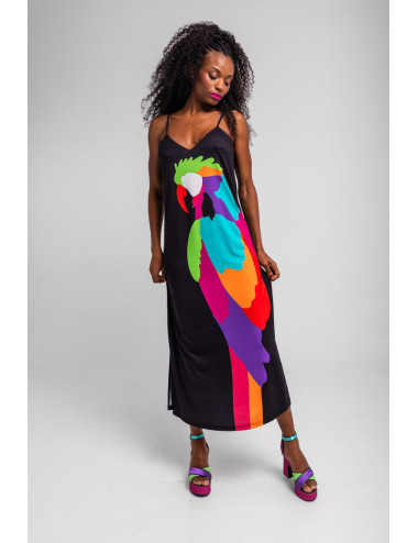 VESTIDO LENCERO NEGRO CON...