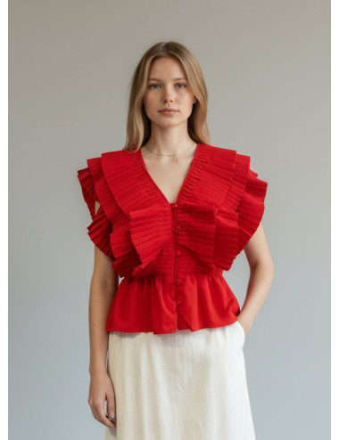 TOP PLISADO ROJO