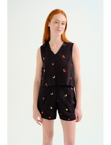 TOP 100% ALGODÓN NEGRO CON...