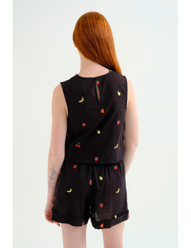 TOP 100% ALGODÓN NEGRO CON...