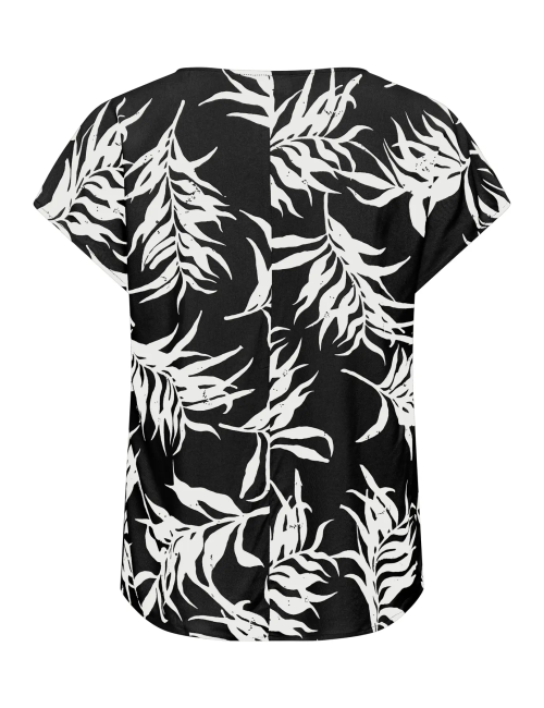 TOP MANGA CORTA ESTAMPADO FLORAL NEGRO