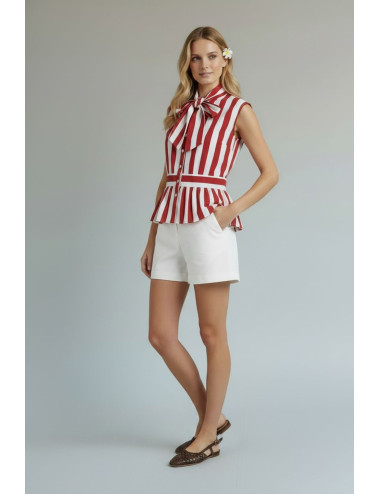 CAMISA RAYAS LAZADA ROJO Y...