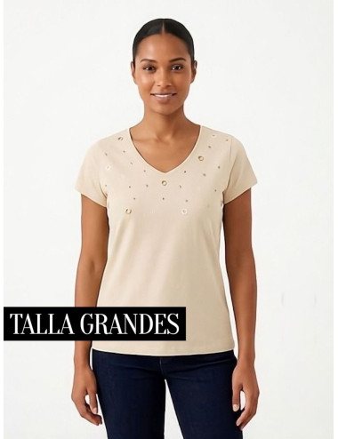 CAMISETA TACHAS BEIGE