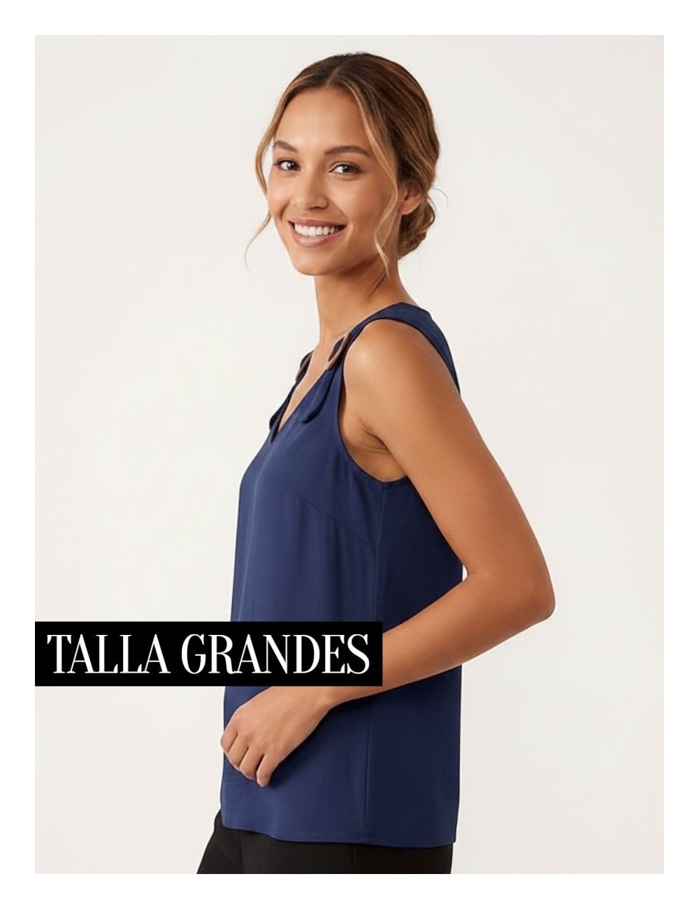 BLUSA TIRANTES AROS MADERA AZUL MARINO