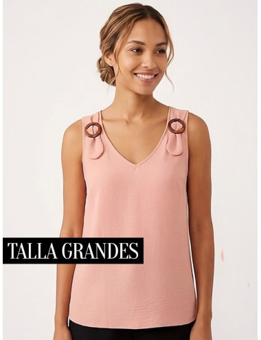 BLUSA TIRANTES ARO MADERA ROSA