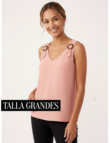 BLUSA TIRANTES ARO MADERA ROSA