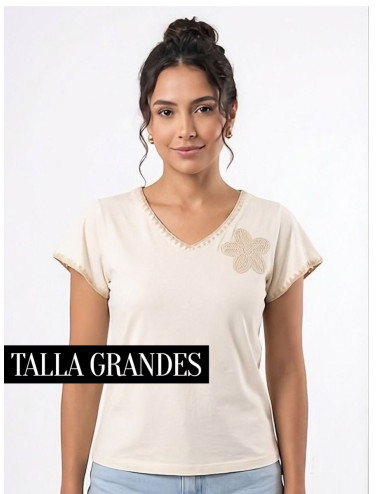 CAMISETA FLAME CROCHE BEIGE
