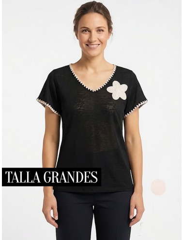 CAMISETA FLAME CROCHE NEGRO