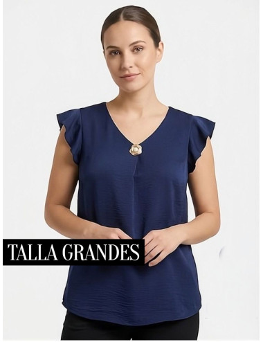 BLUSA BROCHE AZUL MARINO