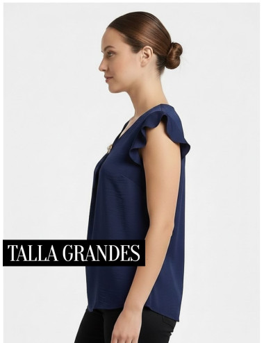 BLUSA BROCHE AZUL MARINO