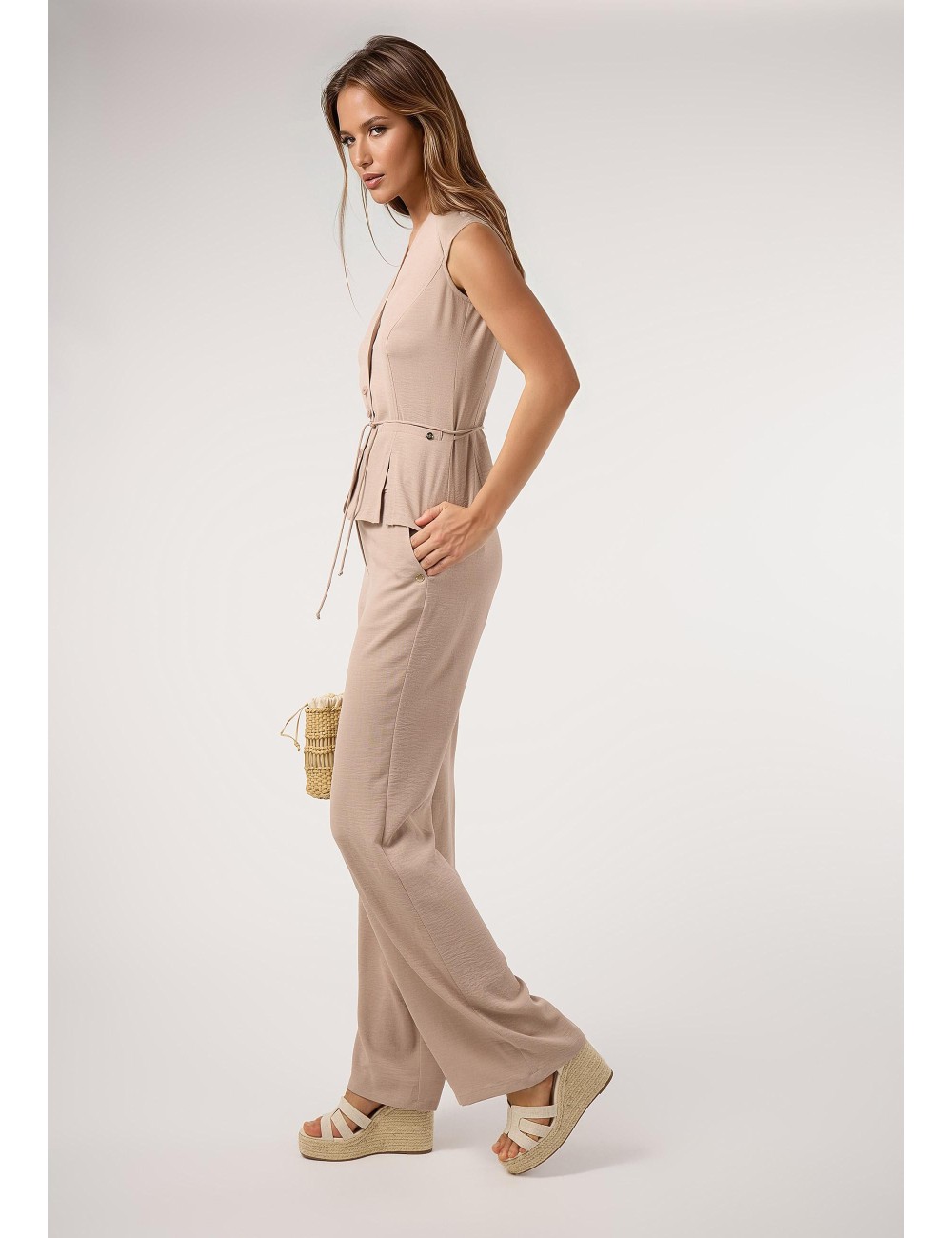 PANTALÓN LARGO GOMAS BÁSICO BEIGE