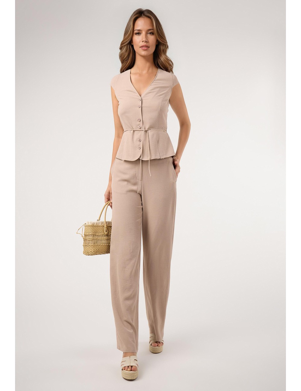PANTALÓN LARGO GOMAS BÁSICO BEIGE