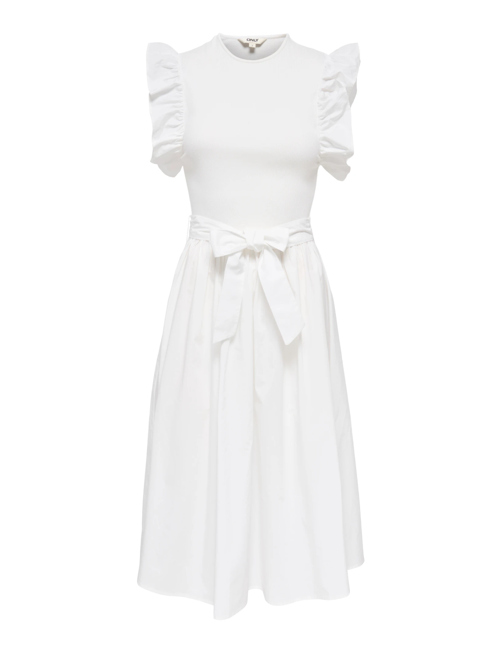 VESTIDO LARGO VOLANES MANGAS BLANCO