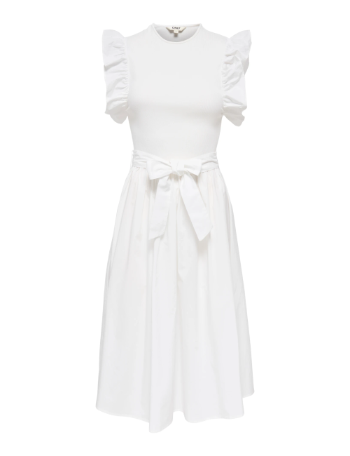 VESTIDO LARGO VOLANES MANGAS BLANCO