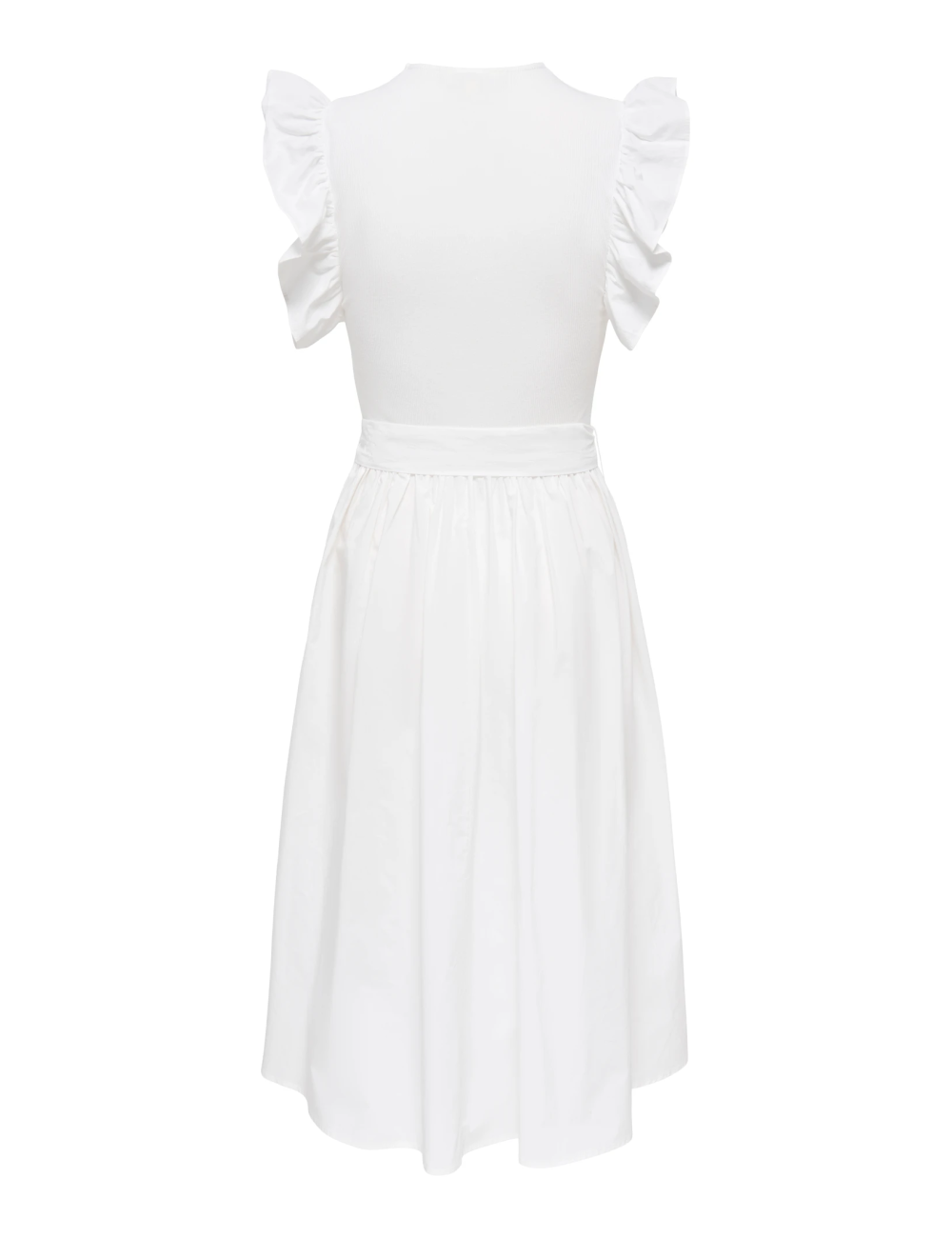 VESTIDO LARGO VOLANES MANGAS BLANCO