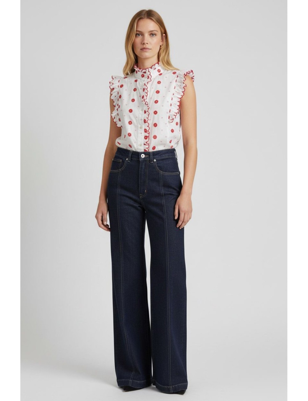 CAMISA VOLANTES ESTAMPADO FLORAL