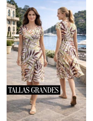 VESTIDO MIDI ESTAMPADO HOJAS