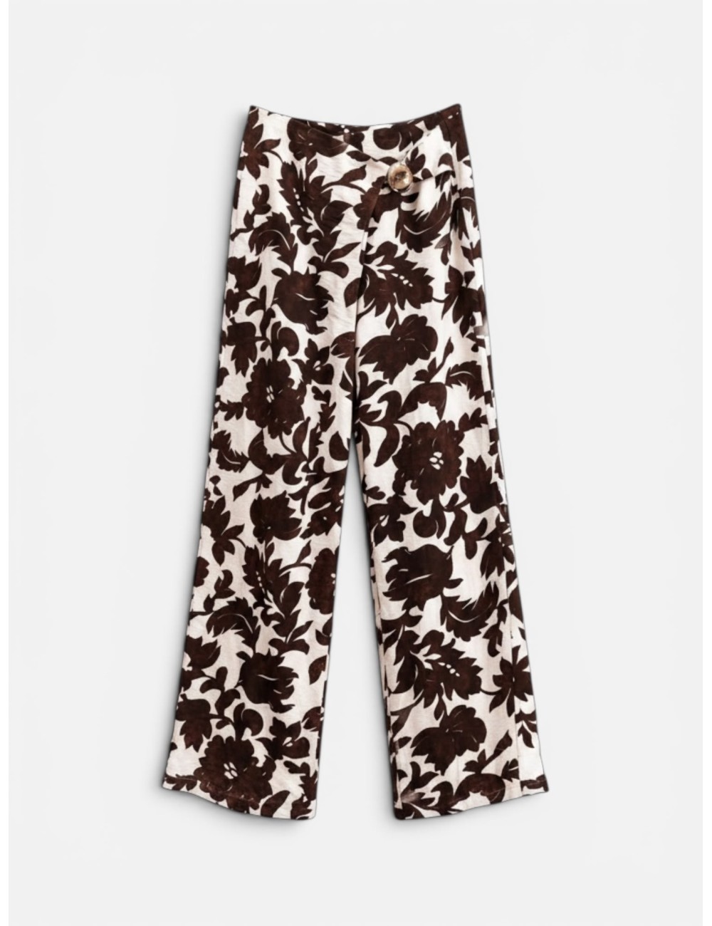 PANTALÓN ESTAMPADO FLORAL MARRÓN