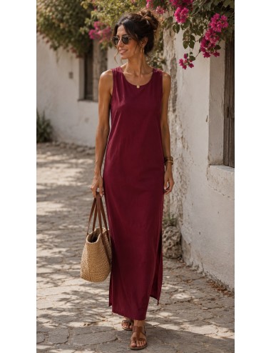 VESTIDO LARGO BURDEOS