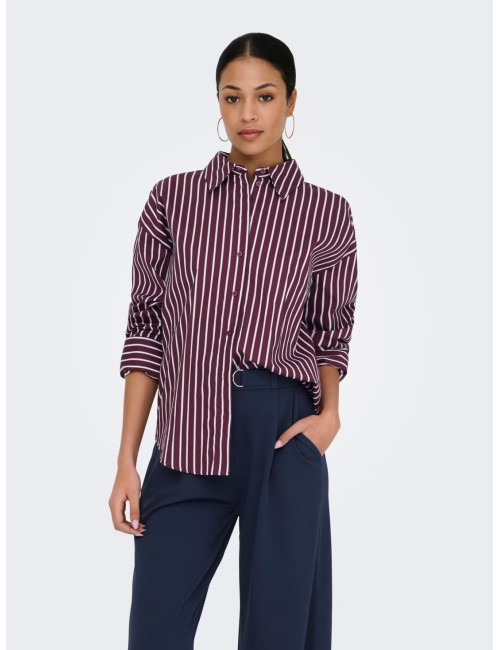 CAMISA RAYAS BURDEOS