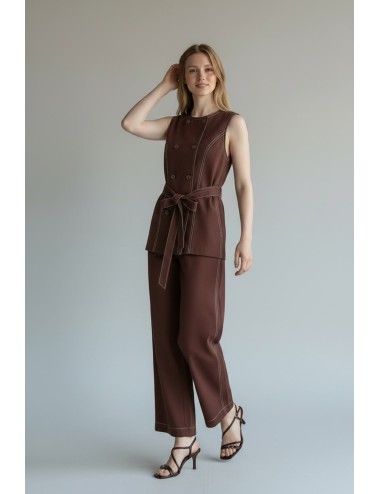 PANTALÓN PESPUNTES MARRÓN