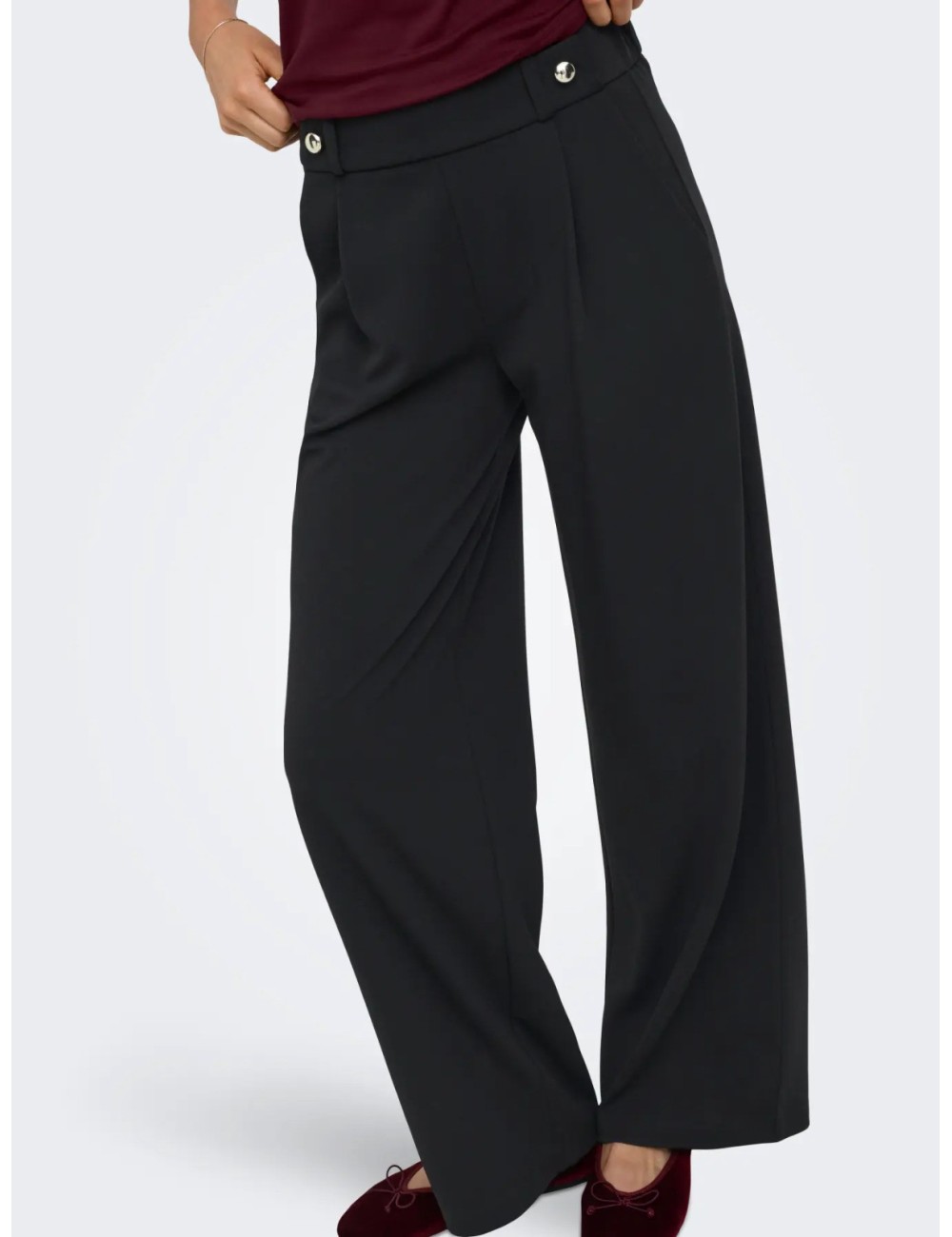 PANTALÓN BOTÓN WIDE LEG NEGRO