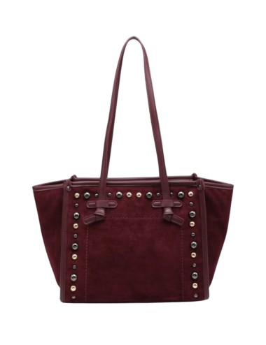 BOLSO SHOPPER ANTELINA CON TACHUELAS BURDEOS
