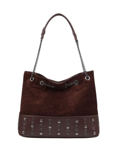 BOLSO SHOPPER ANTELINA CADENA CON TACHUELAS MARRÓN
